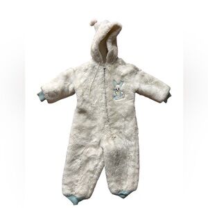 Vintage Baby Fleece Bunny Hooded  Bunting suit 18-24 months